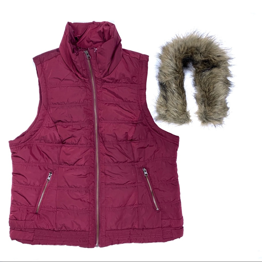 MAURICES || Puffer Vest Removable Faux Fur Collar